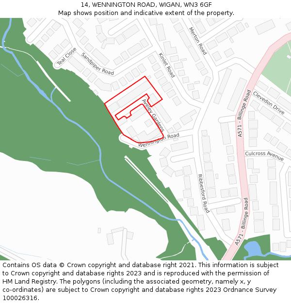 14, WENNINGTON ROAD, WIGAN, WN3 6GF: Location map and indicative extent of plot