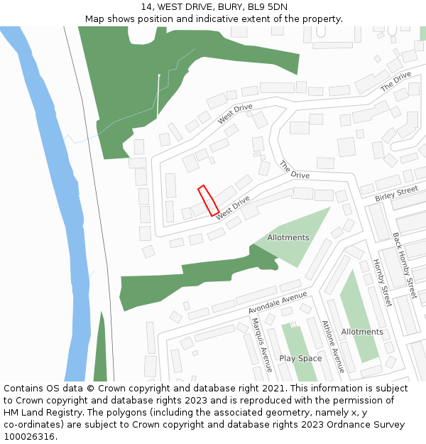14, WEST DRIVE, BURY, BL9 5DN: Location map and indicative extent of plot