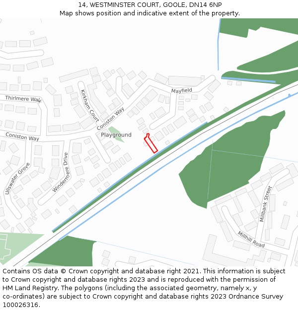 14, WESTMINSTER COURT, GOOLE, DN14 6NP: Location map and indicative extent of plot