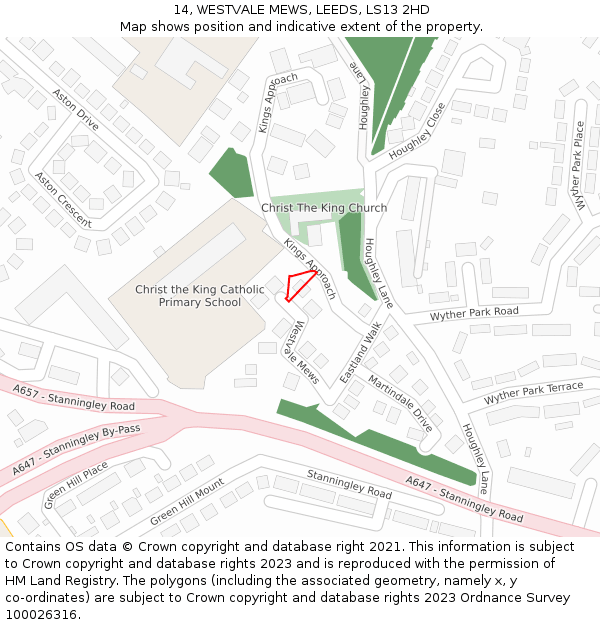 14, WESTVALE MEWS, LEEDS, LS13 2HD: Location map and indicative extent of plot