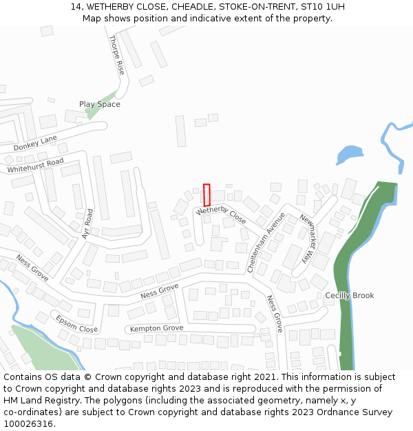 14, WETHERBY CLOSE, CHEADLE, STOKE-ON-TRENT, ST10 1UH: Location map and indicative extent of plot