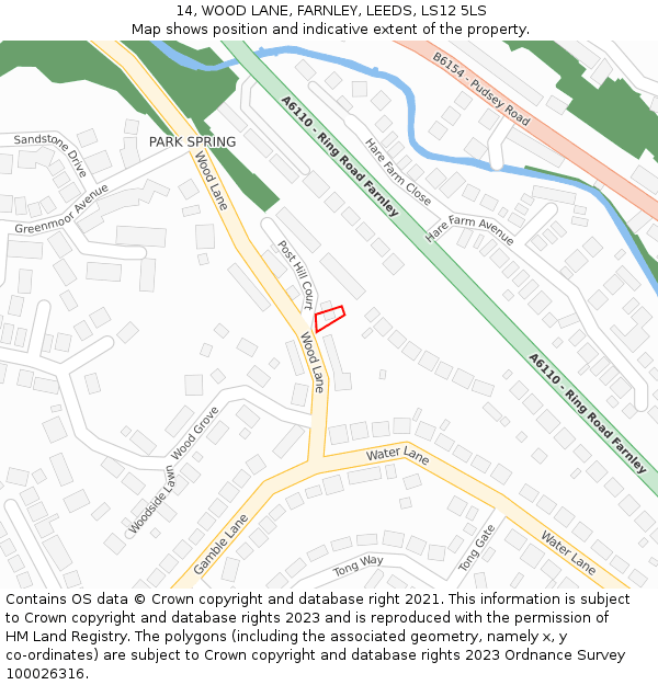 14, WOOD LANE, FARNLEY, LEEDS, LS12 5LS: Location map and indicative extent of plot