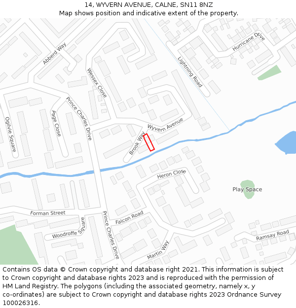 14, WYVERN AVENUE, CALNE, SN11 8NZ: Location map and indicative extent of plot