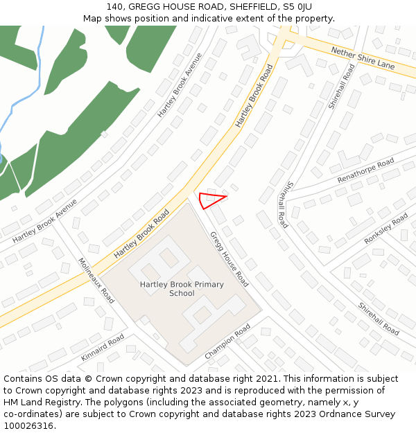 140, GREGG HOUSE ROAD, SHEFFIELD, S5 0JU: Location map and indicative extent of plot