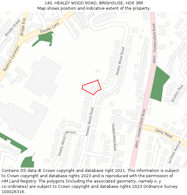 140, HEALEY WOOD ROAD, BRIGHOUSE, HD6 3RR: Location map and indicative extent of plot