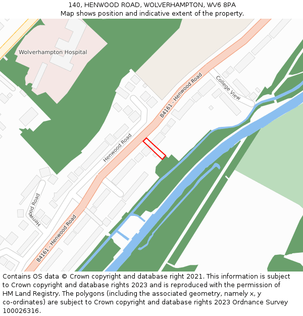 140, HENWOOD ROAD, WOLVERHAMPTON, WV6 8PA: Location map and indicative extent of plot