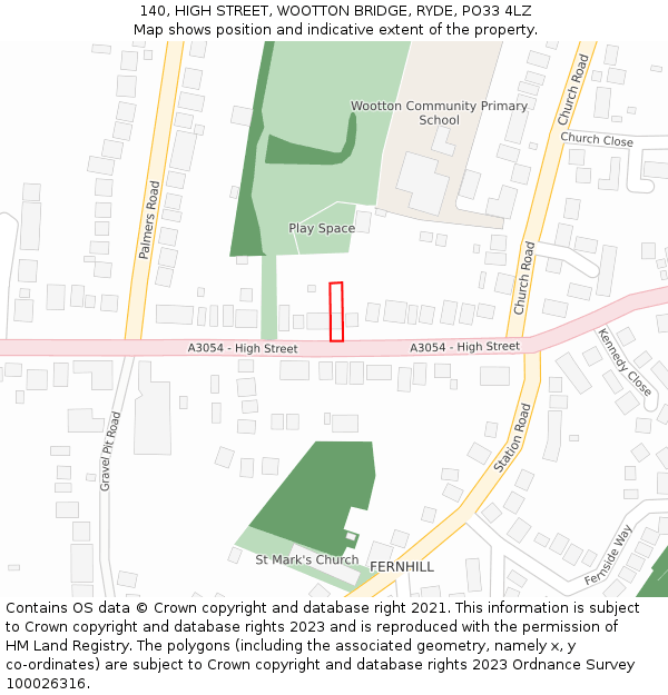 140, HIGH STREET, WOOTTON BRIDGE, RYDE, PO33 4LZ: Location map and indicative extent of plot