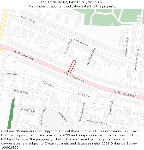 140, LEIGH ROAD, EASTLEIGH, SO50 9DU: Location map and indicative extent of plot
