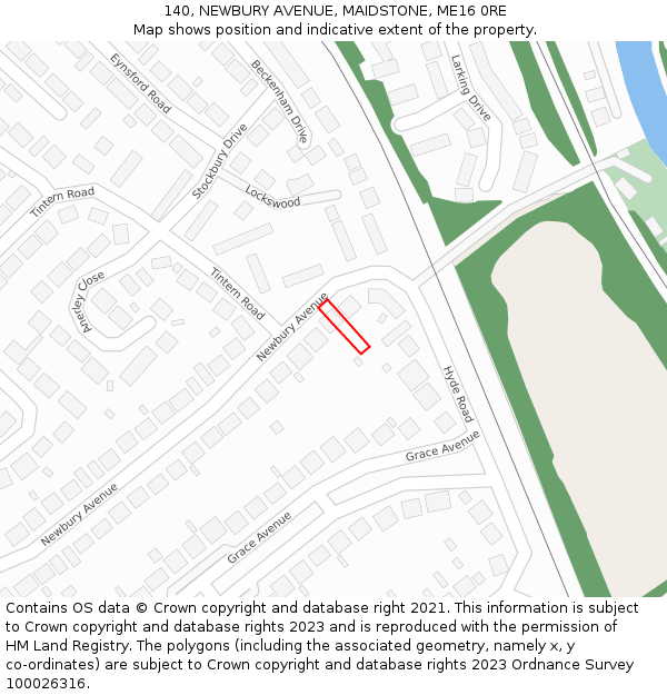 140, NEWBURY AVENUE, MAIDSTONE, ME16 0RE: Location map and indicative extent of plot