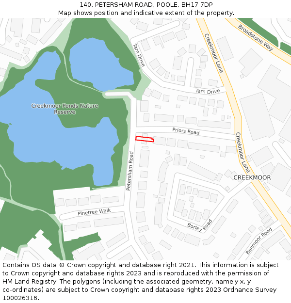 140, PETERSHAM ROAD, POOLE, BH17 7DP: Location map and indicative extent of plot
