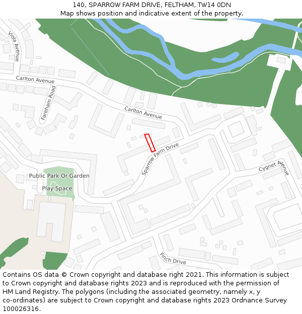 140, SPARROW FARM DRIVE, FELTHAM, TW14 0DN: Location map and indicative extent of plot