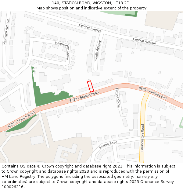 140, STATION ROAD, WIGSTON, LE18 2DL: Location map and indicative extent of plot