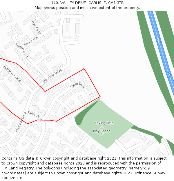 140, VALLEY DRIVE, CARLISLE, CA1 3TR: Location map and indicative extent of plot