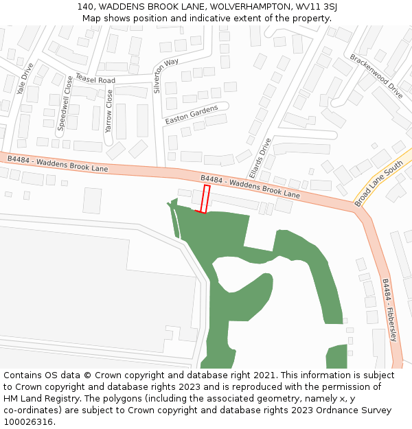 140, WADDENS BROOK LANE, WOLVERHAMPTON, WV11 3SJ: Location map and indicative extent of plot