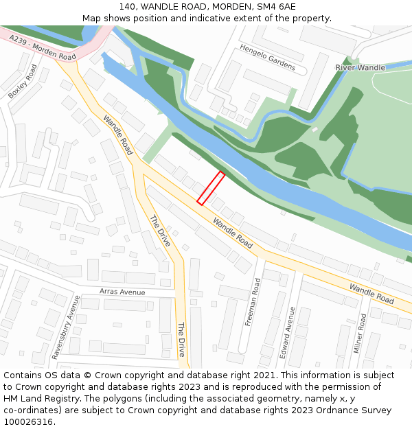 140, WANDLE ROAD, MORDEN, SM4 6AE: Location map and indicative extent of plot