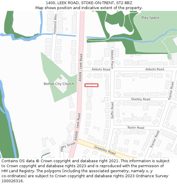 1400, LEEK ROAD, STOKE-ON-TRENT, ST2 8BZ: Location map and indicative extent of plot