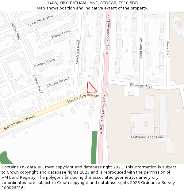 140A, KIRKLEATHAM LANE, REDCAR, TS10 5DD: Location map and indicative extent of plot