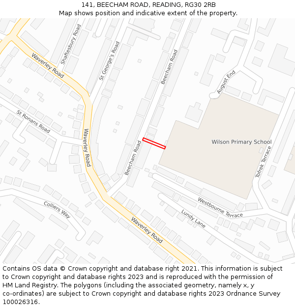 141, BEECHAM ROAD, READING, RG30 2RB: Location map and indicative extent of plot
