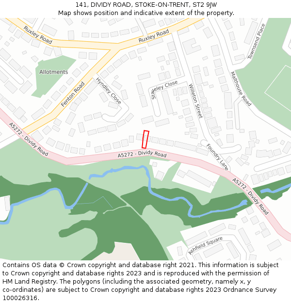 141, DIVIDY ROAD, STOKE-ON-TRENT, ST2 9JW: Location map and indicative extent of plot