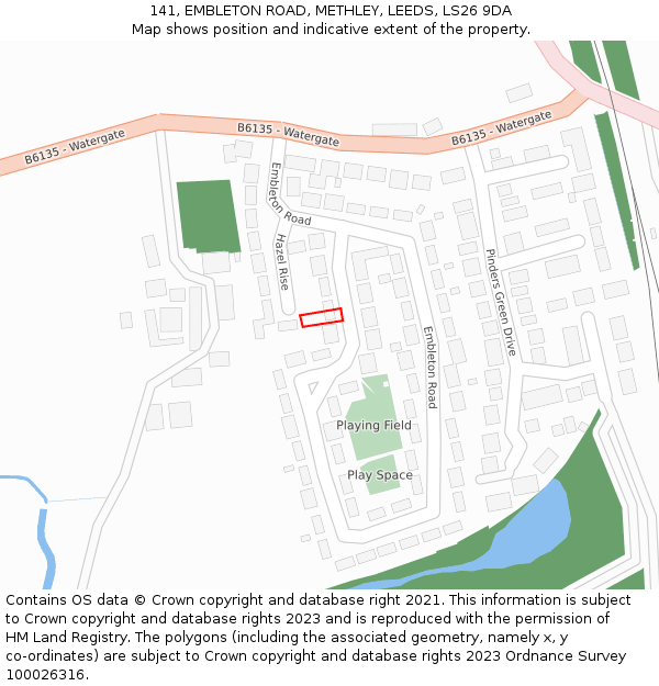 141, EMBLETON ROAD, METHLEY, LEEDS, LS26 9DA: Location map and indicative extent of plot