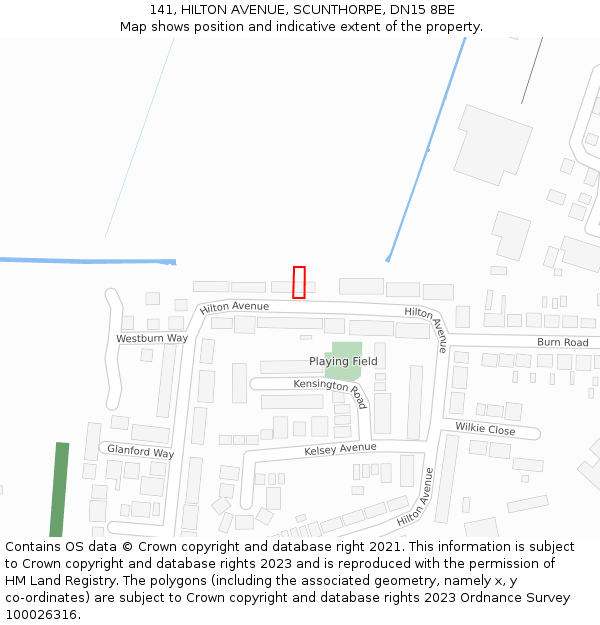 141, HILTON AVENUE, SCUNTHORPE, DN15 8BE: Location map and indicative extent of plot