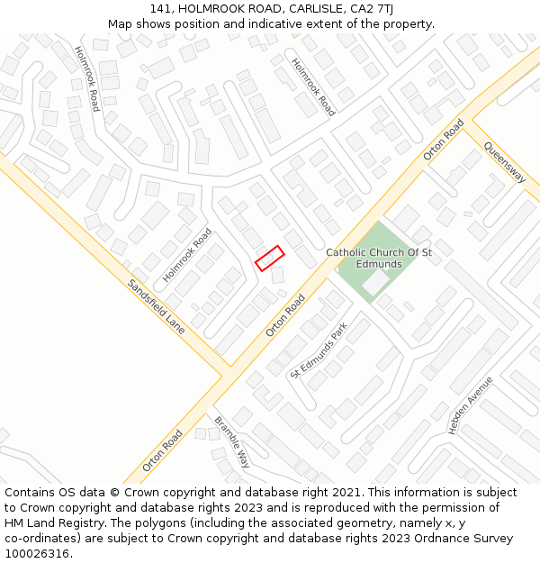 141, HOLMROOK ROAD, CARLISLE, CA2 7TJ: Location map and indicative extent of plot