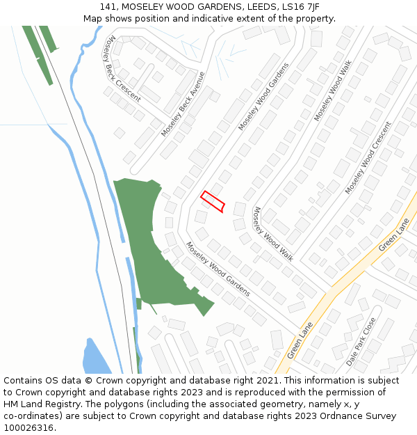 141, MOSELEY WOOD GARDENS, LEEDS, LS16 7JF: Location map and indicative extent of plot