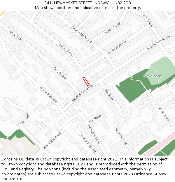 141, NEWMARKET STREET, NORWICH, NR2 2DR: Location map and indicative extent of plot