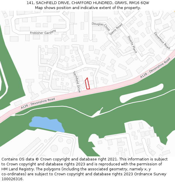 141, SACHFIELD DRIVE, CHAFFORD HUNDRED, GRAYS, RM16 6QW: Location map and indicative extent of plot