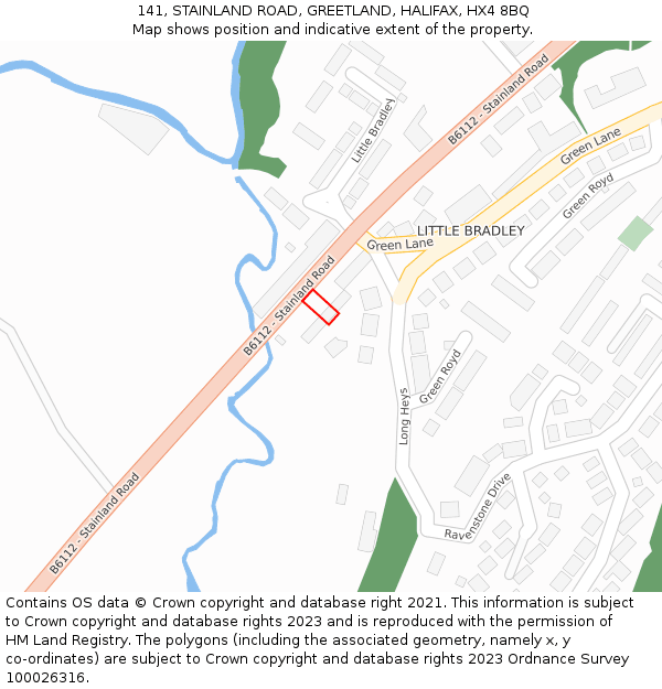 141, STAINLAND ROAD, GREETLAND, HALIFAX, HX4 8BQ: Location map and indicative extent of plot