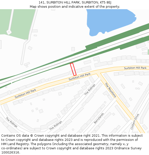 141, SURBITON HILL PARK, SURBITON, KT5 8EJ: Location map and indicative extent of plot