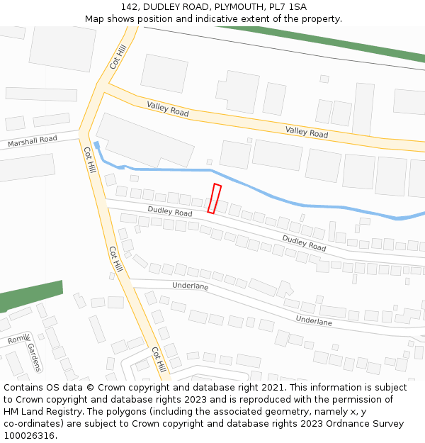 142, DUDLEY ROAD, PLYMOUTH, PL7 1SA: Location map and indicative extent of plot