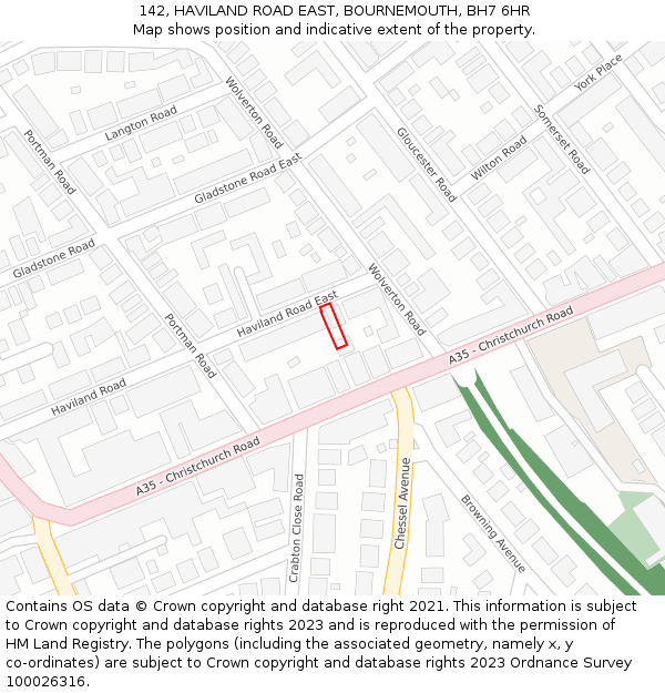 142, HAVILAND ROAD EAST, BOURNEMOUTH, BH7 6HR: Location map and indicative extent of plot