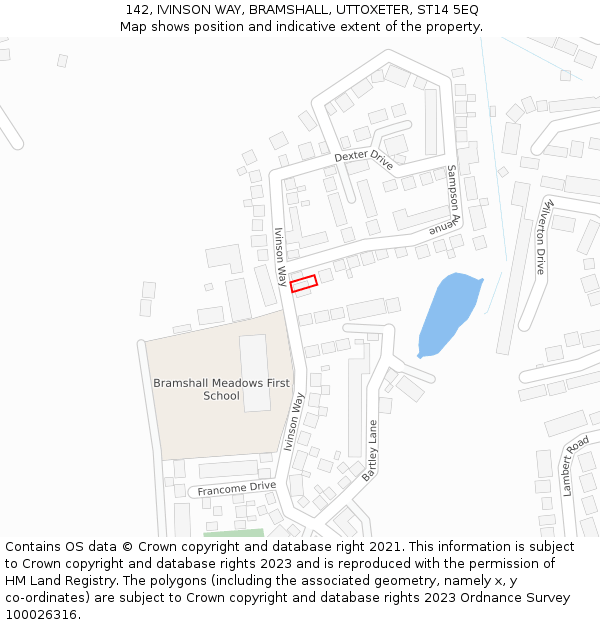 142, IVINSON WAY, BRAMSHALL, UTTOXETER, ST14 5EQ: Location map and indicative extent of plot