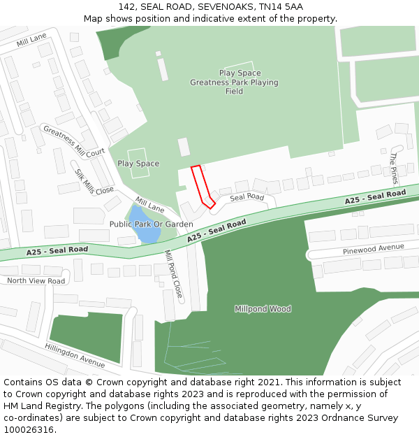 142, SEAL ROAD, SEVENOAKS, TN14 5AA: Location map and indicative extent of plot