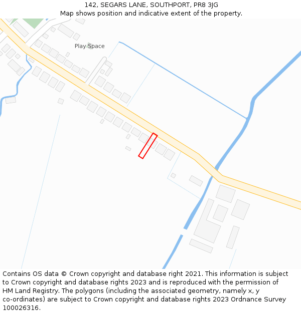 142, SEGARS LANE, SOUTHPORT, PR8 3JG: Location map and indicative extent of plot