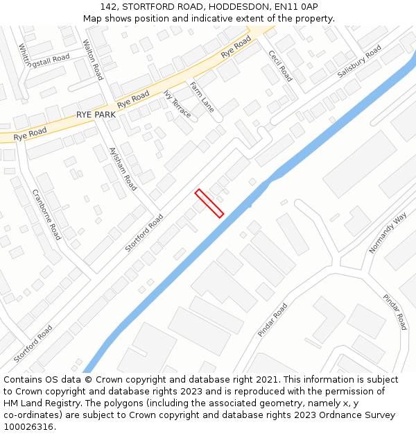 142, STORTFORD ROAD, HODDESDON, EN11 0AP: Location map and indicative extent of plot