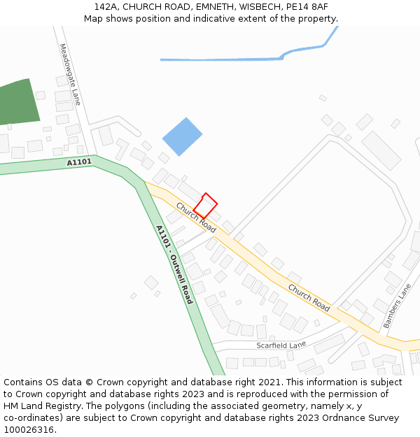 142A, CHURCH ROAD, EMNETH, WISBECH, PE14 8AF: Location map and indicative extent of plot