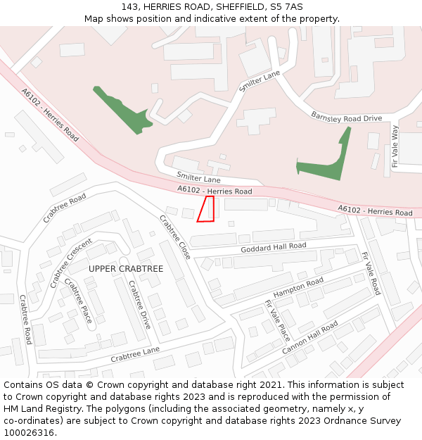 143, HERRIES ROAD, SHEFFIELD, S5 7AS: Location map and indicative extent of plot