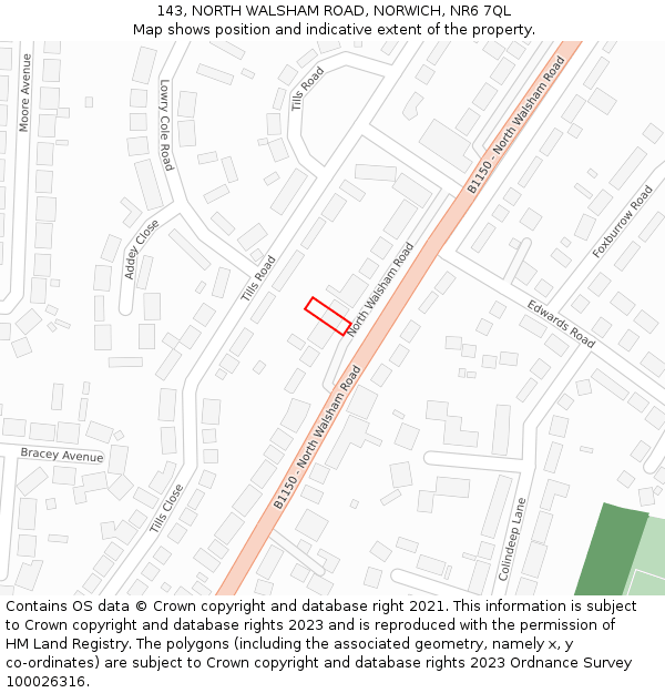 143, NORTH WALSHAM ROAD, NORWICH, NR6 7QL: Location map and indicative extent of plot