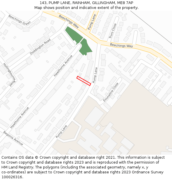 143, PUMP LANE, RAINHAM, GILLINGHAM, ME8 7AP: Location map and indicative extent of plot