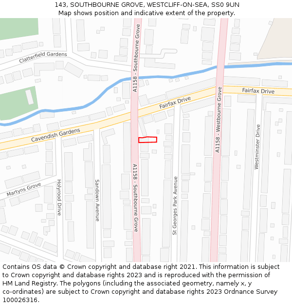 143, SOUTHBOURNE GROVE, WESTCLIFF-ON-SEA, SS0 9UN: Location map and indicative extent of plot