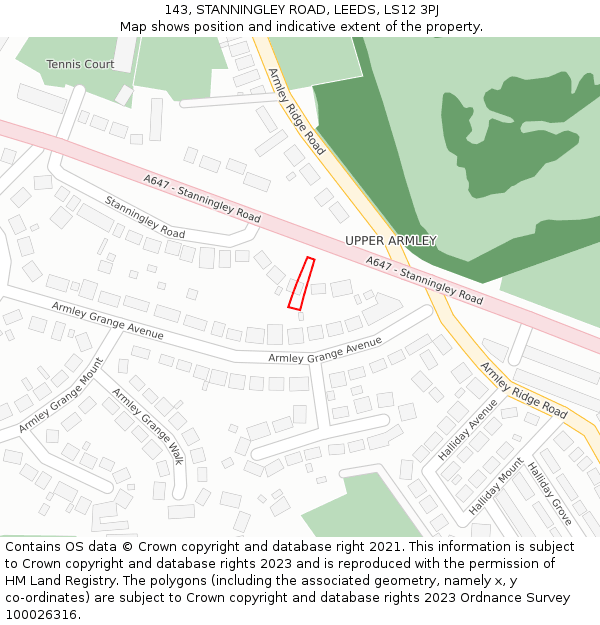 143, STANNINGLEY ROAD, LEEDS, LS12 3PJ: Location map and indicative extent of plot