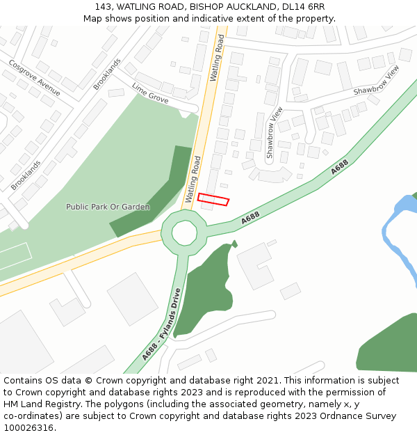 143, WATLING ROAD, BISHOP AUCKLAND, DL14 6RR: Location map and indicative extent of plot