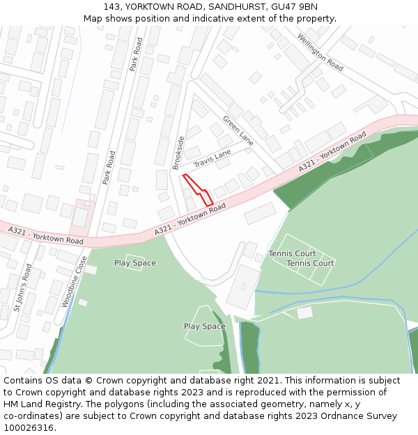 143, YORKTOWN ROAD, SANDHURST, GU47 9BN: Location map and indicative extent of plot