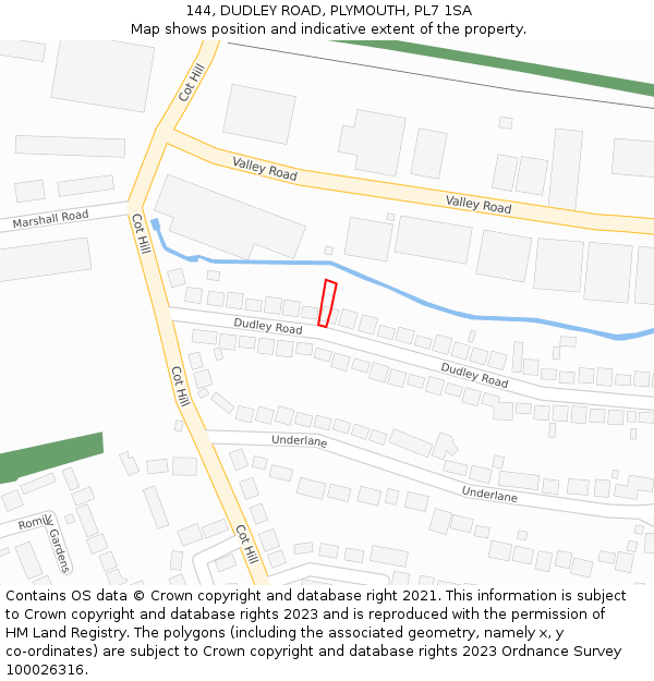 144, DUDLEY ROAD, PLYMOUTH, PL7 1SA: Location map and indicative extent of plot