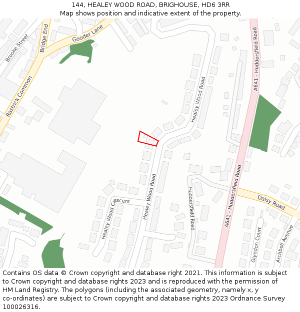 144, HEALEY WOOD ROAD, BRIGHOUSE, HD6 3RR: Location map and indicative extent of plot