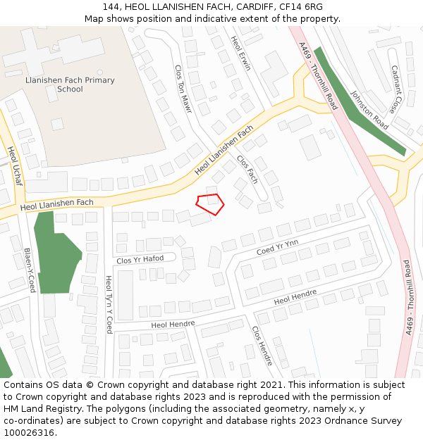 144, HEOL LLANISHEN FACH, CARDIFF, CF14 6RG: Location map and indicative extent of plot