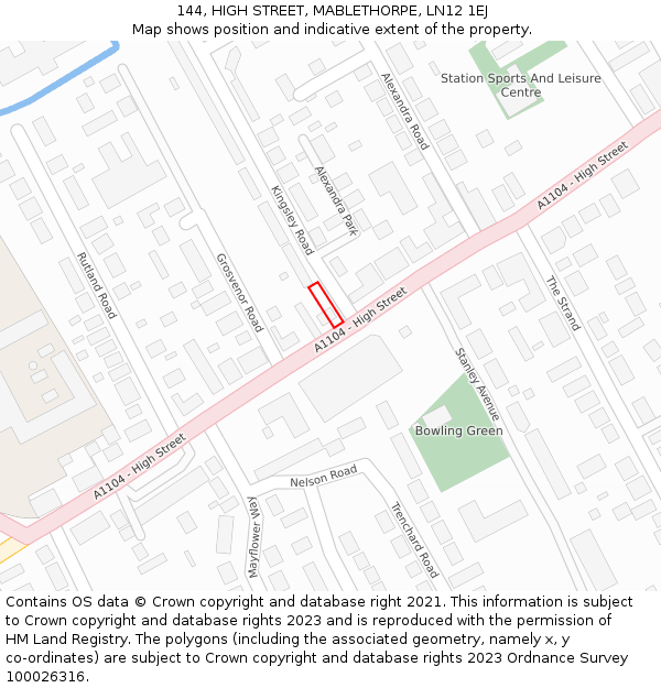 144, HIGH STREET, MABLETHORPE, LN12 1EJ: Location map and indicative extent of plot