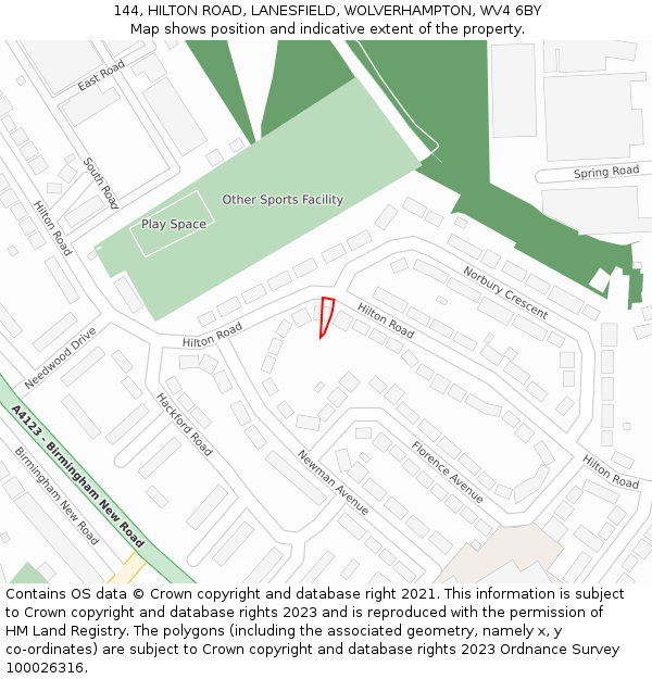 144, HILTON ROAD, LANESFIELD, WOLVERHAMPTON, WV4 6BY: Location map and indicative extent of plot